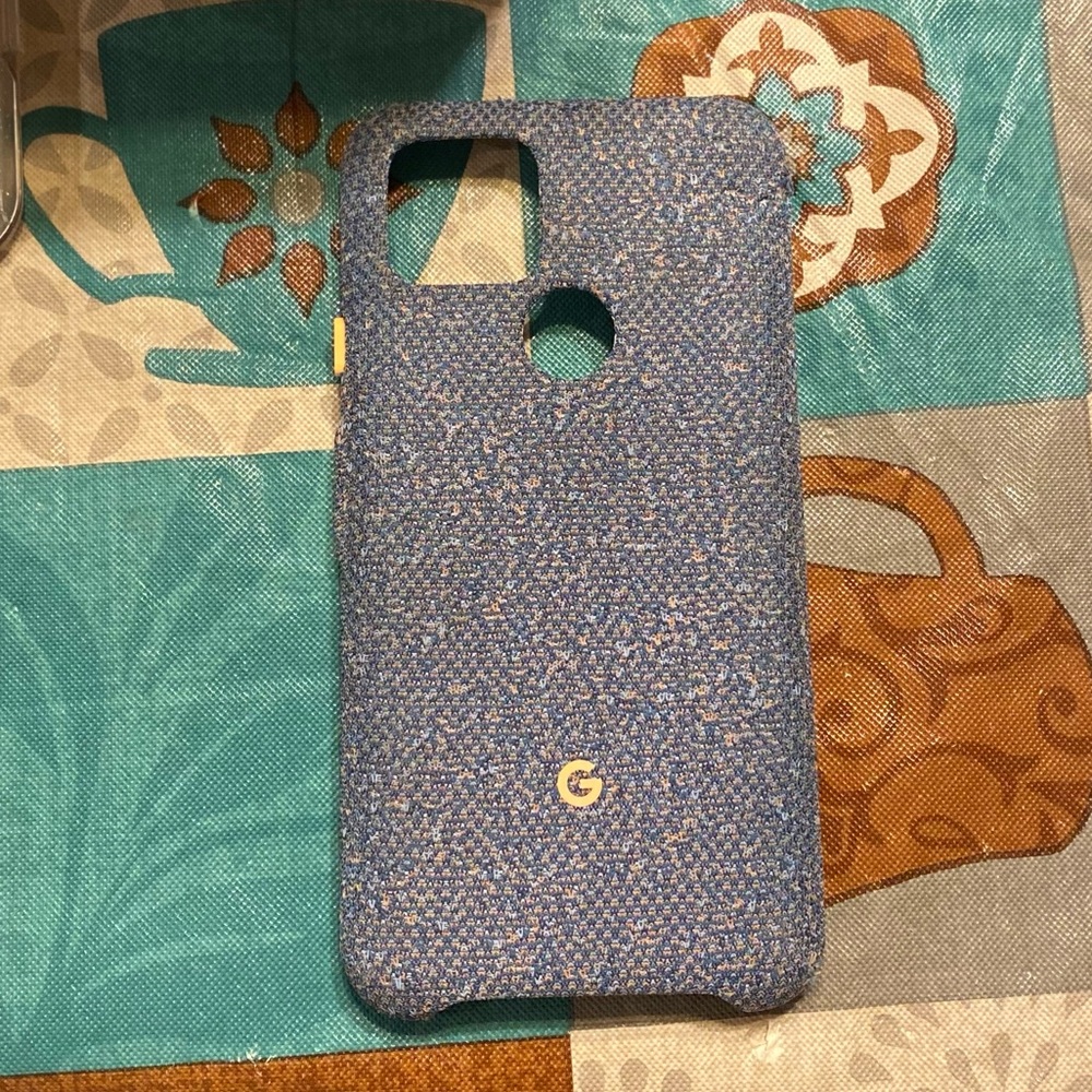 Leather Blue and Coral Google Pixel 5 Case